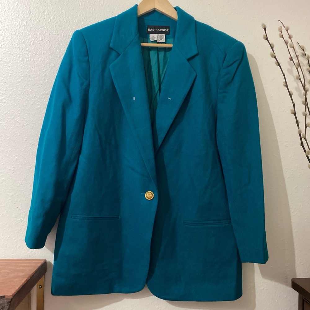 Sag Harbor Blue Blazer Structured Suit Jacket